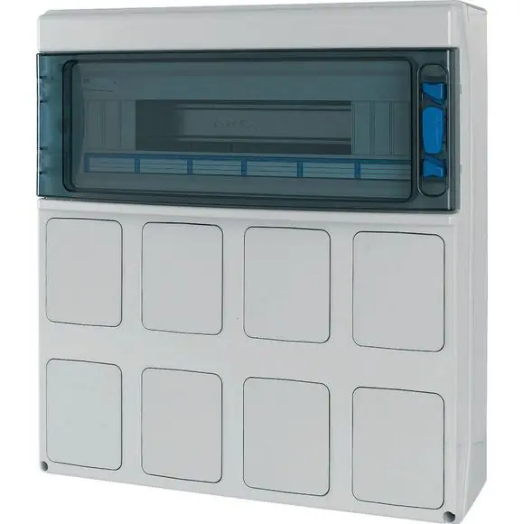 IKA-C-1/18-ST-LID rozvodnice na omítku, IP65, průhledné dveře, 1řada, 18modulů, 8x prolisy pro mont Kup Teď