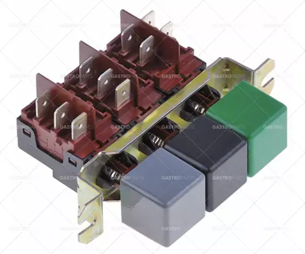 kombinace spínačů trojitý šedý/černý/zelený 1CO/1CO/2NO 250V 10A připojení vnější faston 6,3 mm Horká Nabídka