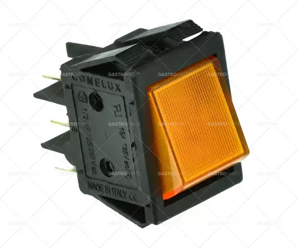 Nejprodávanější Kolébkový rozměr 30x22mm oranžové 2CO 250V 16A osvětlené 6.3mm západky konektoru