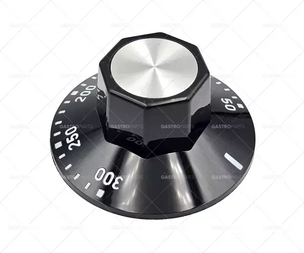 knoflík termostat T.MAX. 300 ° C O O 50mm náprava 6x4,6mm plochý top black Top Prodej