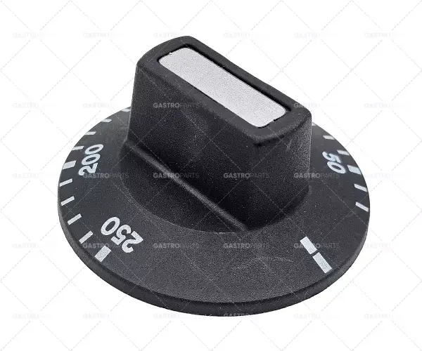 Knebel termostat T.MAX. 250 ° C O O 50mm náprava 6x4,6mm plochý top black Nová Kolekce