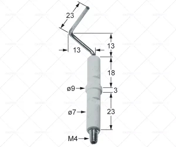Zapalovací elektroda D1 D2 o 7 mm 9 mm o spojení M4 L1 L2 13 mm 13 mm 23 mm L3 KL1 KL2 18 mm 3 mm 23 mm KL3 Sleva