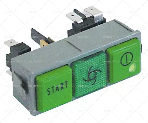 Kup Teď Přepínač kombinace aretací rozměru 28,5x77,5mm zelená 2CO / žárovka / 1NO 250V 16A START / lampa / OnOff