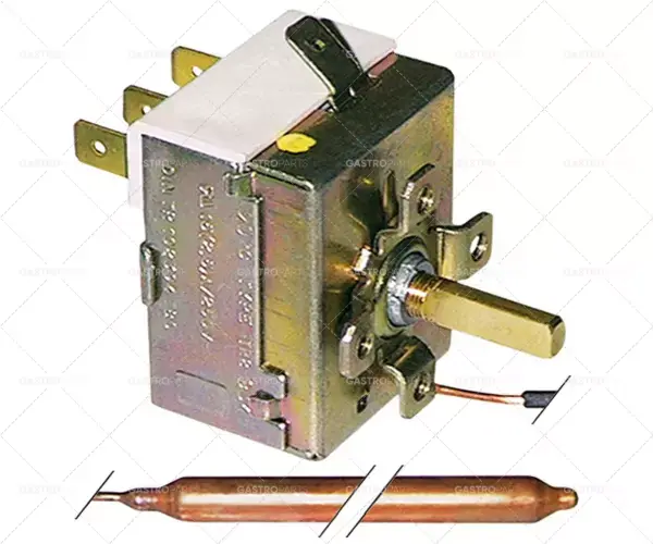Termostat T.MAX. 90 ° C provozní rozsah 0 až 90 ° C, 1-pólový 16A 1CO sonda o 6,5 mm Sonda 95 mm L Vrácení Zdarma