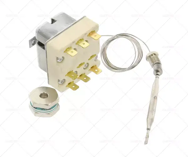pojistný termostat 139 ° C 3-pólový 2x20 / 1x0,5A čidlo o 6mm L 77mm Akce