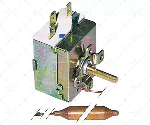 Termostat T.MAX. 90 ° C provozní rozsah 30 až 90 ° C, 1-pólový 16A 1CO sonda o 9,5 mm Sonda 50 mm L Nejlepší Volba