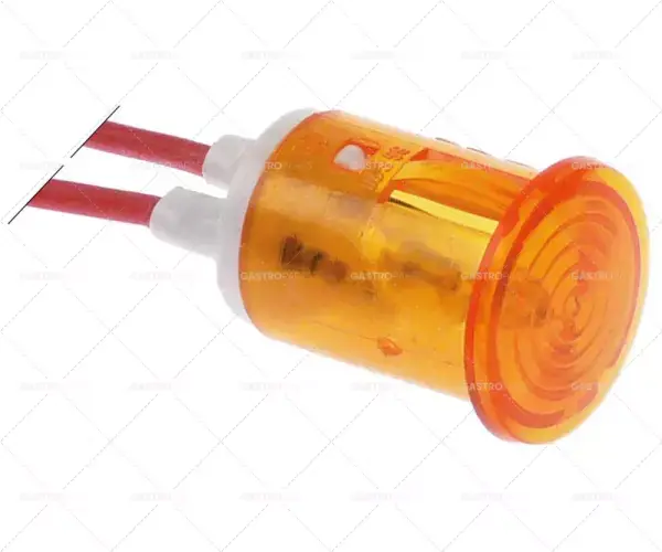Autentický kontrolka ø 16mm 230V žlutá délka kabelu 200mm materiál kabelu silikonový vodič