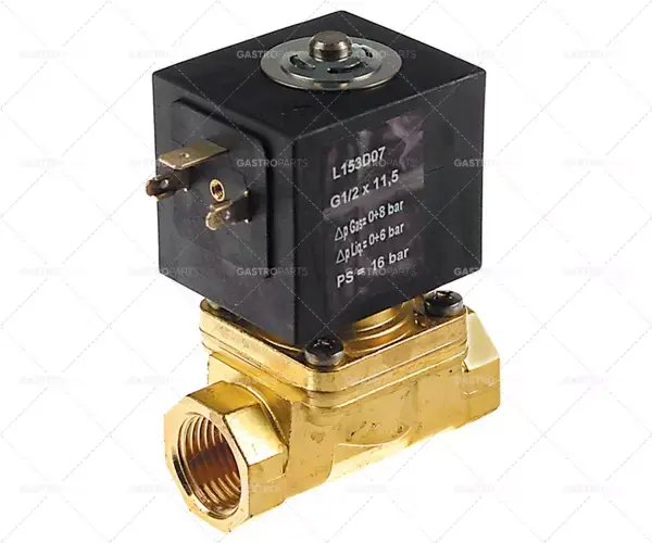Bezpečná Platba elektromagnetický ventil 2-cestný 230 VAC vstup 1/2" výstup 1/2" připojení 1/2" d 66mm dn 11,5mm