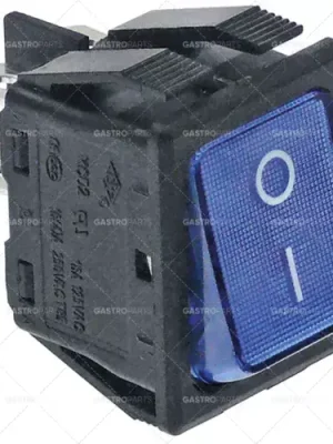 Aktuální Kolébkový rozměr 30x22mm modrá 2NO 250V 16A osvětlené 6,3mm jazýčky 0-I konektor