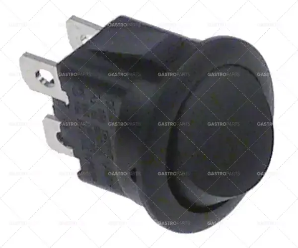 kolébkový spínač montážní průměr 20mm 250V 10A 2no vnější připojení 4,8mm kulatý černý Cenový Hit