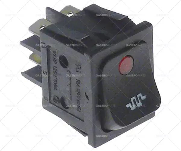 Omezená Nabídka kolébkový spínač montážní rozměry 30x22mm červená 2NO 250V 16A osvětlený ohřev malý