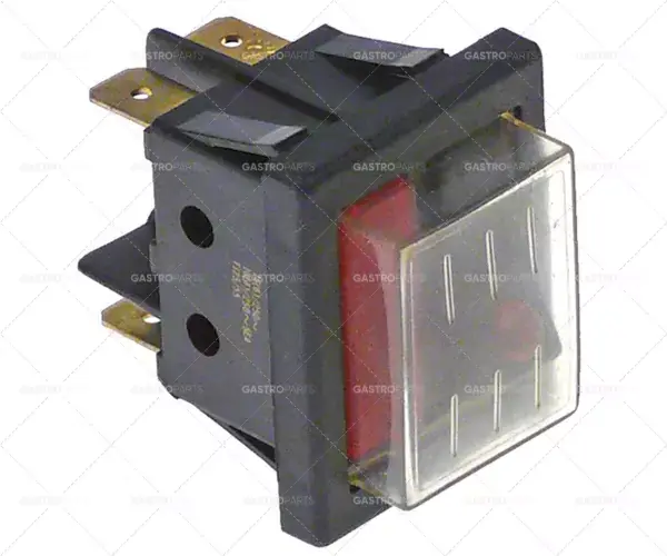 Ihned K Objednání kolébkový spínač montážní rozměry 30x22mm červená/černá 1CO/indikátor světla 250V 16A