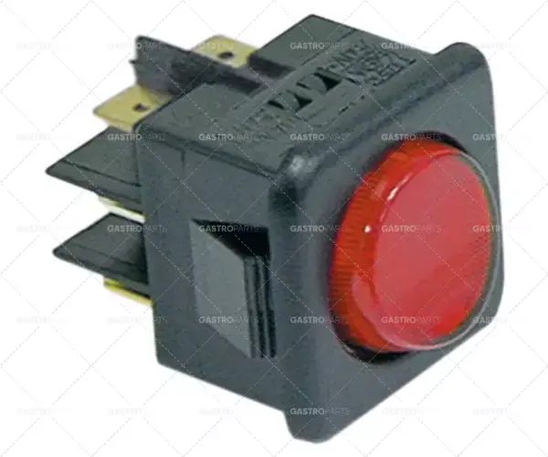momentový kolébkový spínač montážní rozměry 27,8x25mm červená 2CO 250V 16A Akční Cena