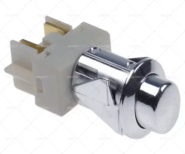 Nízká Cena tlačítkový spínač, montážní rozměry 20,6x16,4mm oválný chrom 2NO 250V 16A připojení vnější faston 6,3mm