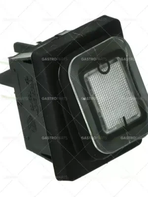 Kolébkový rozměr 30x22mm bílá 2NO 250V 20A osvětlené 0-I konektor 6,3mm jazýčky Speciální Cena