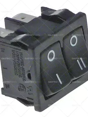 Nová Kolekce kolébkový spínač montážní rozměry 19x22mm černý 1NO/NO 250V 10A 0-I/0-II