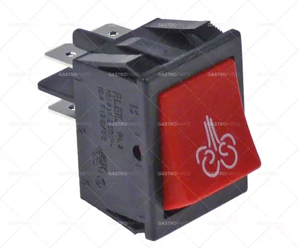Akční Cena momentový kolébkový spínač montážní rozměry 30x22mm červený 2NO 250V 16A