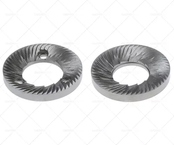 Speciální Cena dvojice mlecích kotoučů levý běh D1 Ø 65 mm ID o 30 / 34mm H 8,8mm Rozteč zubů 3 mm otvor Ø 6mm