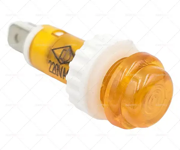 Sleva Signální světlo o 14 mm žlutá 220V Připojení poutka 4,8mm plastový