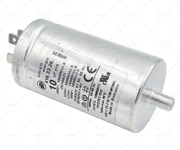Novinka kapacita provozního kondenzátoru 10µF 450V s kovovým pouzdrem tolerance 5% 50/60Hz