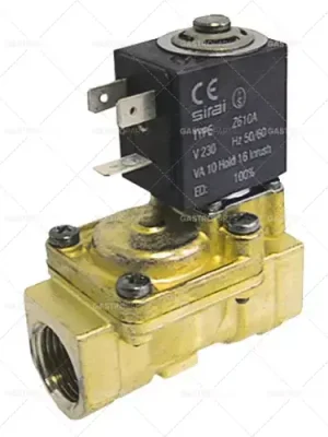 elektromagnetický ventil mosazný 2-cestné připojení 230 VAC 1/2" d 66mm dn 13,5mm Levný