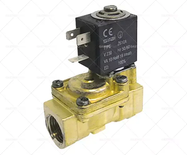 elektromagnetický ventil mosazný 2-cestné připojení 230 VAC 1/2" d 66mm dn 13,5mm Levný
