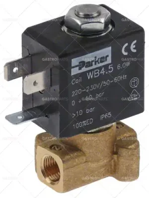 elektromagnetický ventil mosaz 2-cestný 230VAC připojení 1/8" L 30mm DN 2mm -10 až 140°C PARKER Ihned K Objednání