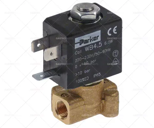 elektromagnetický ventil mosaz 2-cestný 230VAC připojení 1/8" L 30mm DN 2mm -10 až 140°C PARKER Ihned K Objednání