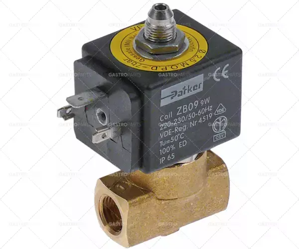 elektromagnetický ventil 230VAC vstup 1/4" výstup 1/4" připojení 1/4" L 40mm DN 2,5mm t.max. 140°C Speciální Cena