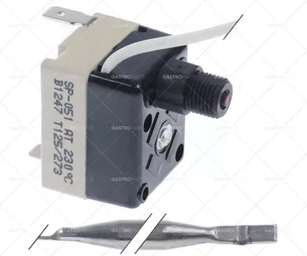 Omezená Nabídka bezpečnostní termostat vypínací teplota 230°C 1pólová 1NO 16A sonda ø 6mm sonda L 58mm