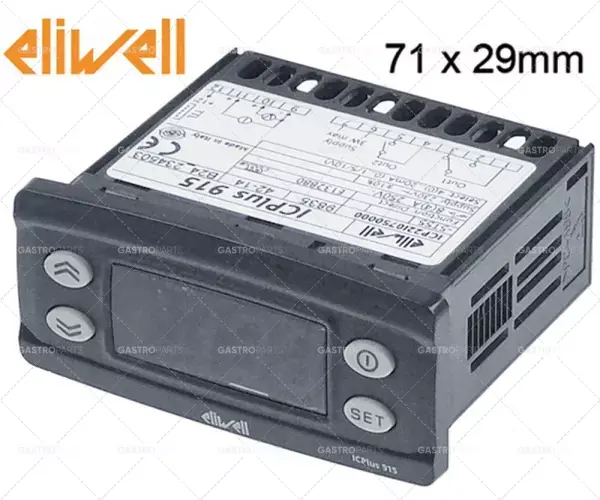 elektronický regulátor Eliwell typ icplus915 model icp22i0750000 montážní rozměry 71x29mm Autentický