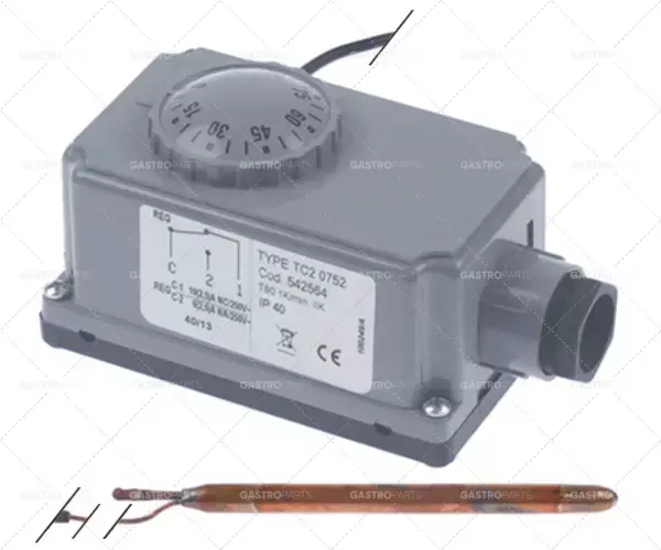 Levný bimetalový termostat t.max. 90°C teplotní rozsah 0-90°C 1pólový 1CO 10A