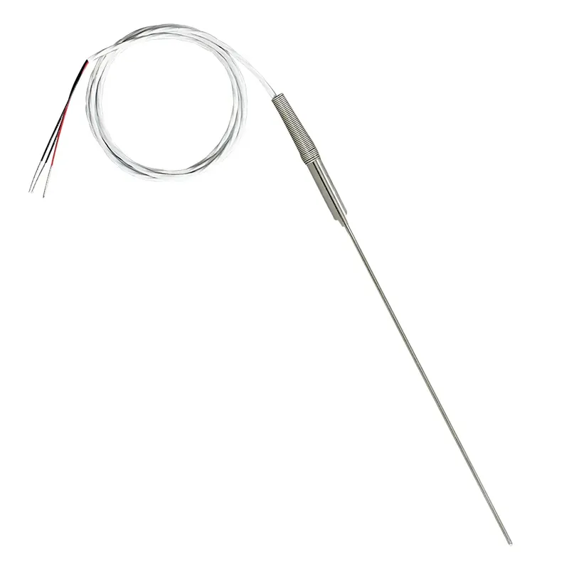 Bezpečná Platba General Purpose RTD (PT100) Probe with Metal Strain Relief - Wire insulation PFA (teflon)Diameter 6,4 mm (1/4")Lenght 15 cm (6")Resistance 100 ΩTemperature range -200 to 600°CNumber of conductors 4