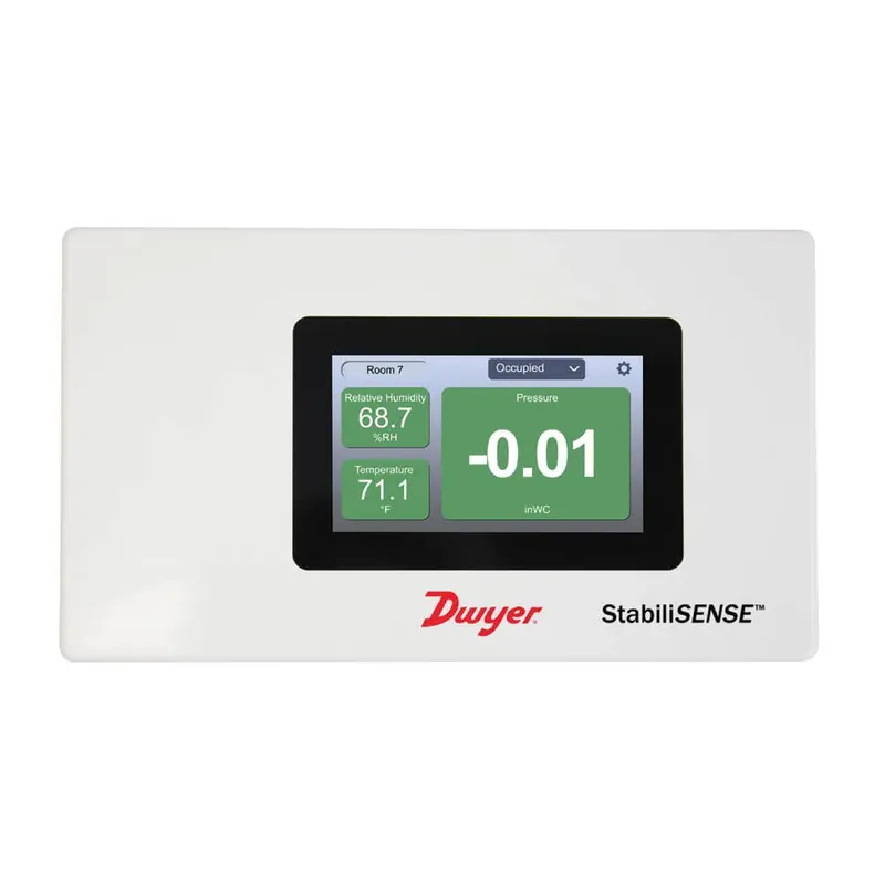 Pouze Dnes StabiliSENSE™ Critical Room Status Monitor - Accuracy +/- 0,25%Pressure units INWC (inH₂O)Max. pressure 0,5Min. pressure 0Material Plastic