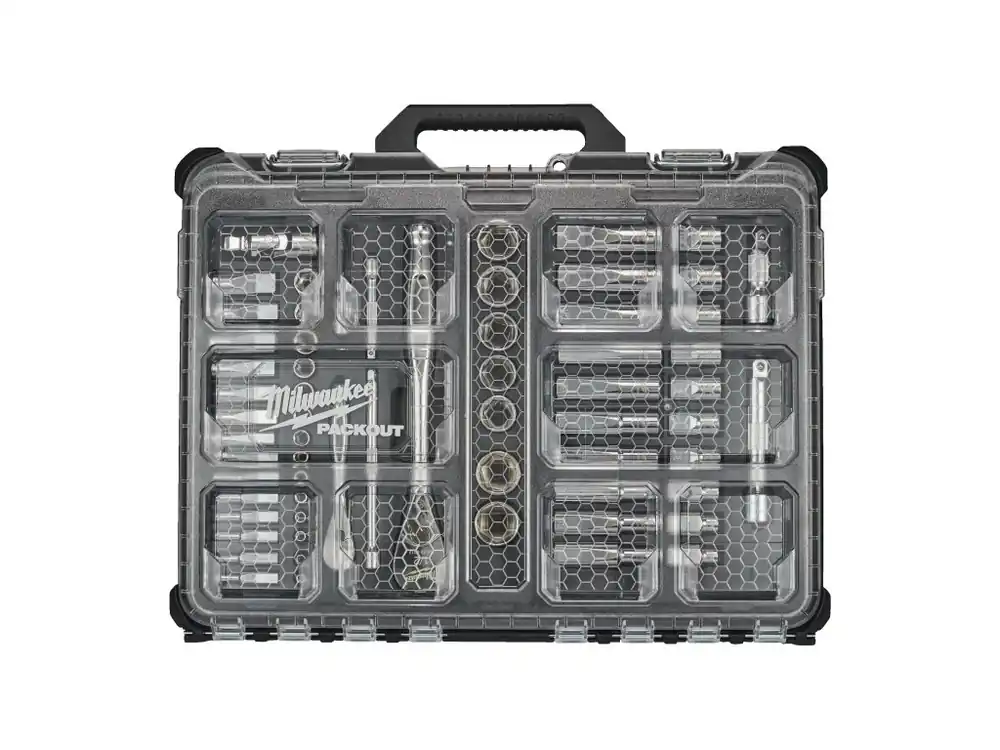 sada ráčny a nástrčných hlavic PACKOUT™ 1/4″ a 1/2″ 63 ks 4932493661 MILWAUKEE Expresní Doručení