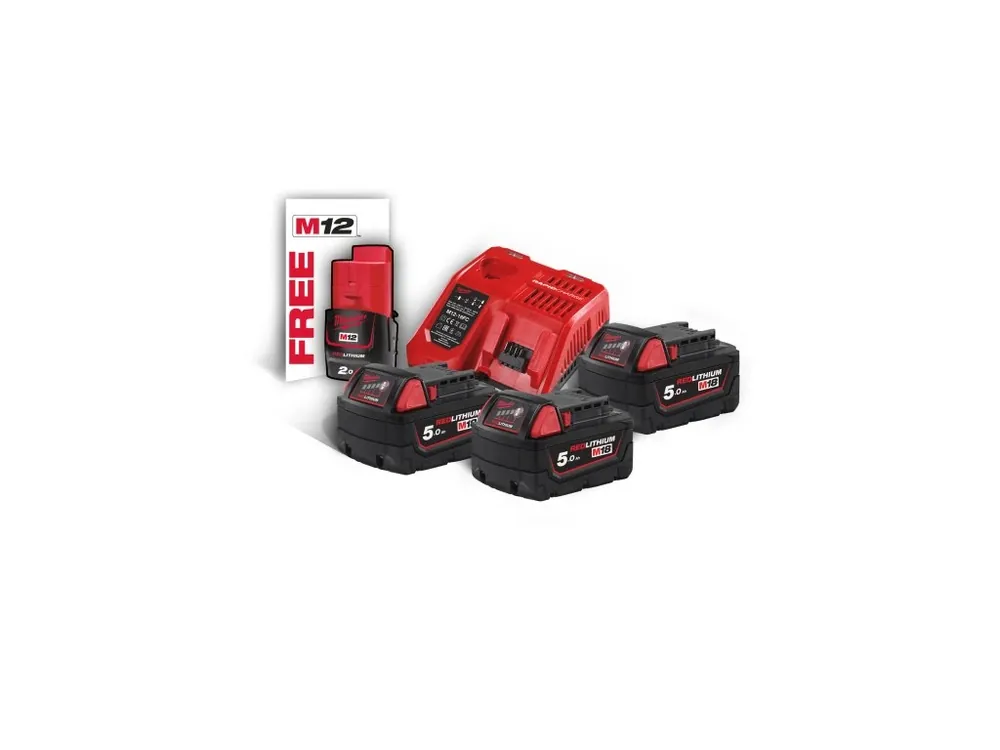 M18 NRG-503 sada akumulátorů 3× 5,0 Ah a rychlonabíječka M12-18 FC 4933451423 MILWAUKEE Koupit Online
