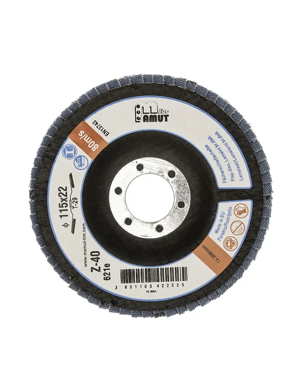 Fächerschleifscheibe MAMUT Profi SLIM Zirkonkorund 50% 125mm zr. 60 (630e) schräg, Edelstahl Vrácení Zdarma