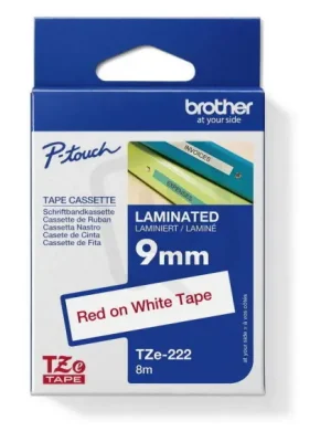 Páska BROTHER TZe-222, bílá/červená (9mm, laminované) Autentický