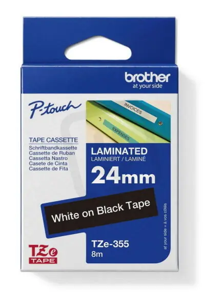 Páska BROTHER TZe-355, černá/bílá (24mm, laminované) Must-Have