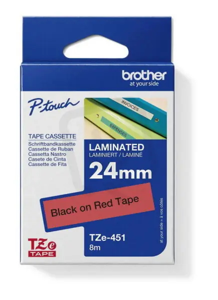Páska BROTHER TZe-451, červená/ černá (24mm, laminované) Akční Nabídka