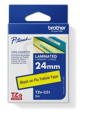 Aktuální Páska BROTHER TZe-C51, signální žlutá/černá (24mm)