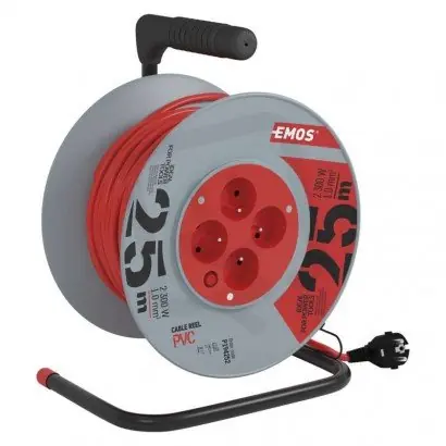 Prodlužovací kabel na bubnu 25 m 4 zásuvky červený PVC 230 V 1mm2 EMOS P194252 Bezpečná Platba