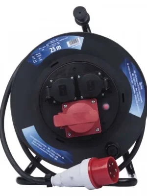 Cenově Výhodný Gumový prodlužovací kabel na bubnu 3 zásuvky 25M 1,5MM SCHUKO Emos P192250