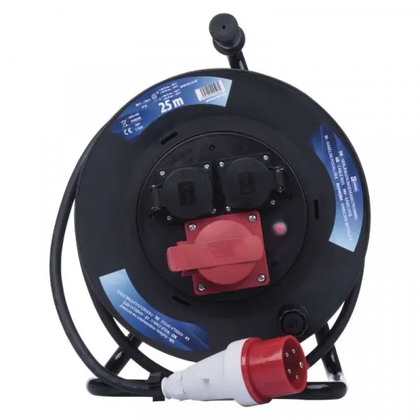 Cenově Výhodný Gumový prodlužovací kabel na bubnu 3 zásuvky 25M 1,5MM SCHUKO Emos P192250