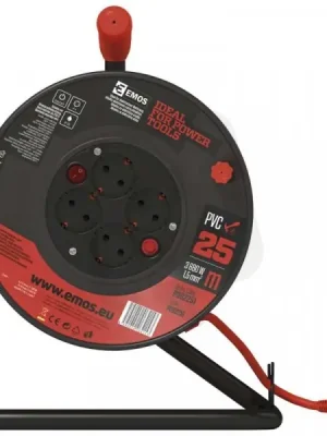 Must-Have Prodlužovací kabel na bubnu 4 zásuvky 25M 1,5MM PVC SCHUKO s vypínačem Emos