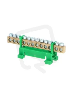 Můstek PE 12 (svorkovnice 12x16mm2) nekrytý IP00 zelený 63A na DIN 1000009 Dokud Zásoby Vydrží
