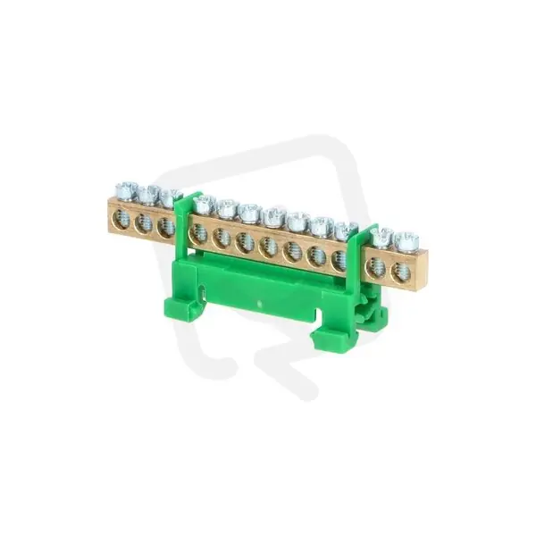 Můstek PE 12 (svorkovnice 12x16mm2) nekrytý IP00 zelený 63A na DIN 1000009 Dokud Zásoby Vydrží