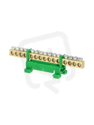 Můstek PE 15 (svorkovnice 15x16mm2) nekrytý IP00 zelený 63A na DIN 1000010 Oblíbený