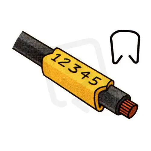 Návlečka žlutá na vodič 5,0-6,2mm (průřez 4,0-5mm2) délka 4mm s potiskem ‘‘7‘‘ Tovární Cena