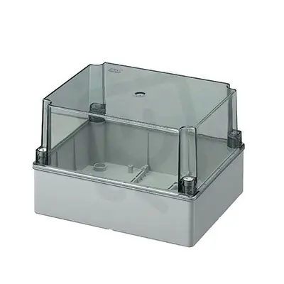 Rozbočovací krabice na omítku, průhledné vysoké víko, IP56, 240x190x160mm, šedá Autentický